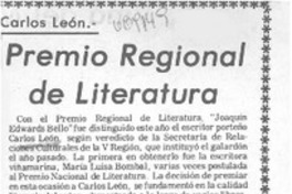 Premio regional de literatura.