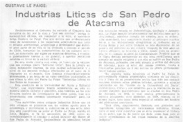 Industraias líticas de San pedro de Atacama.