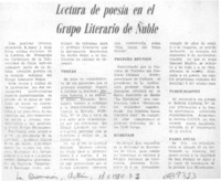 Lectura de poesía en el Grupo Literario de Ñuble.