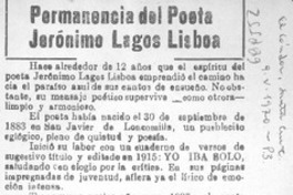 Permanencia del poeta Jerónimo Lagos Lisboa