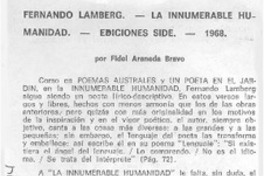 Fernando Lamberg, la innumerable humanidad
