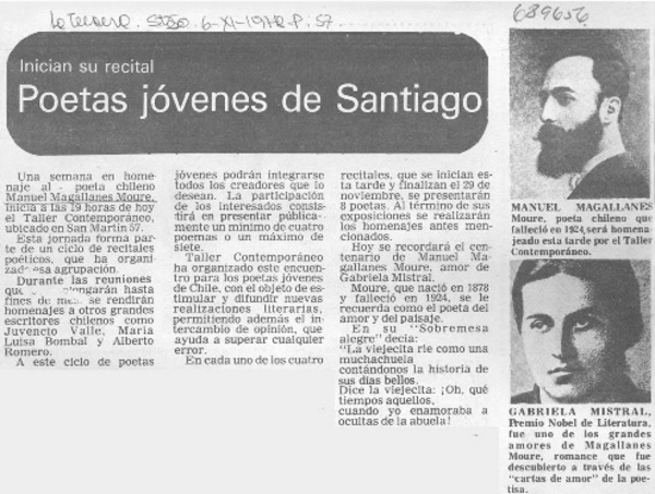 Poetas jóvenes de Santiago.