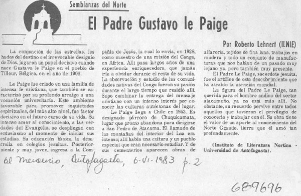 El padre Gustavo Le Paige.
