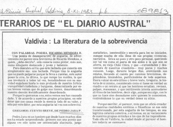 Valdivia, la literatura de la sobrevivencia.
