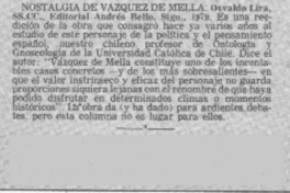 Nostalgia de Vázquez de Mella.
