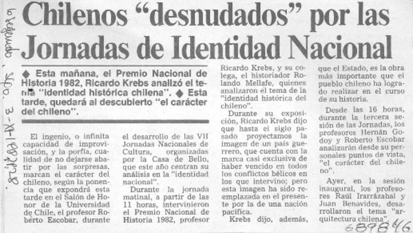 Chilenos "desnudados" por las Jornadas de Identidad Nacional.