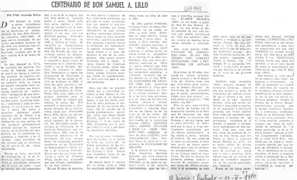 Centenario de don Samuel A. Lillo