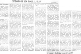 Centenario de don Samuel A. Lillo
