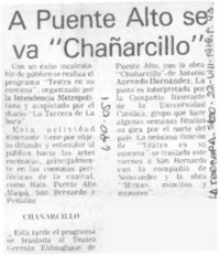 A Puente Alto se va "Chañarcillo".