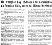 Se cumplen hoy 150 años del nacimiento de Eusebio Lillo, autor de Himno Nacional : [entrevista]