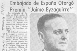 Embajada de España otorgó premio "Jaime Eyzaguirre".