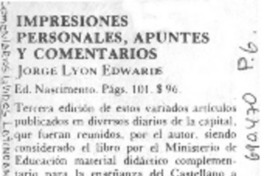 Impresiones personales, apuntes y comentarios.