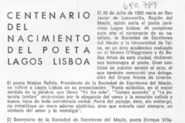 Centenario del nacimiento del poeta Lagos Lisboa.