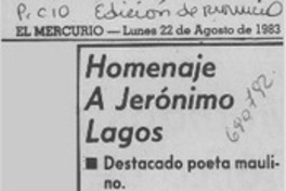 Homenaje a Jerónimo Lagos