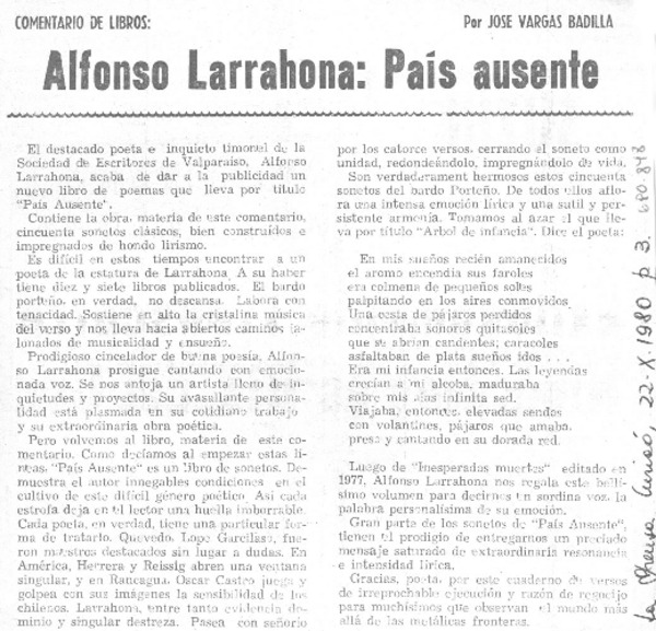 Alfonso Larrahona: País ausente