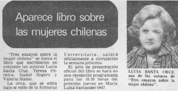 Aparece libro sobre las mujeres chilenas.