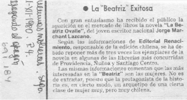 "La Beatriz" exitosa.