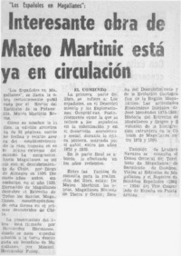 Interesante obra de Mateo Martinic está ya en circulación.