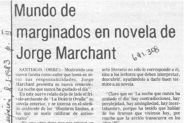 Mundo de marginados en novela de Jorge Marchant.