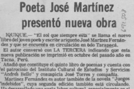 Poeta José Martínez presentó nueva obra.