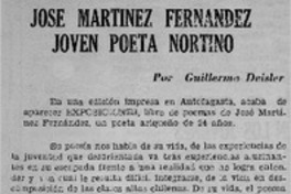 José Martínez Fernández joven poeta nortino