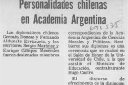 Personalidades chilenas en Academia Argentina.