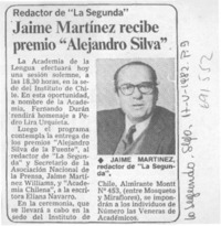 Jaime Martínez recibe premio "Alejandro Silva".