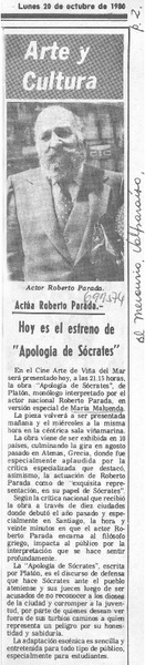 Hoy estreno de "Apología de Sócrates".