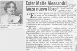 Ester Matte Alessandri lanza nuevo libro.