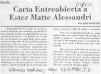 Carta entreabierta a Ester Matte Alessandri