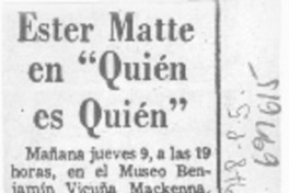 Ester Matte en "Quién es quién".