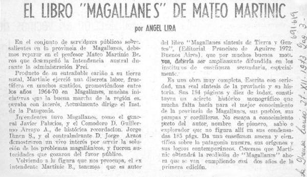 El libro "Magallanes" de Mateo Martinic