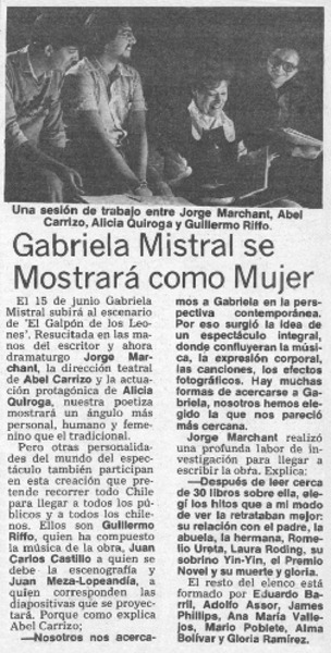 Gabriela Mistral de mostrará como mujer.