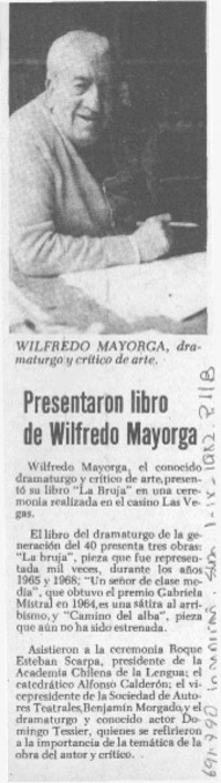 Presentaron libro de Wilfredo Mayorga.