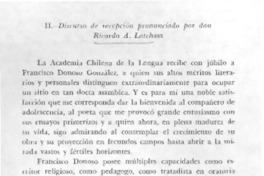 Discurso de recepción pronunciado por don Ricardo A. Latcham