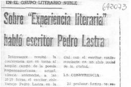 Sobre "experiencia literaria" habló Pedro Lastra.