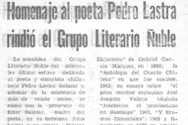 Homenaje al poeta Pedro Lastra rindió el grupo literario Ñuble.