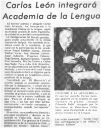 Carlos León integrará Academia de la Lengua.