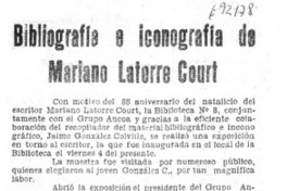 Bibliografía e iconografía de Mariano Latorre Court.