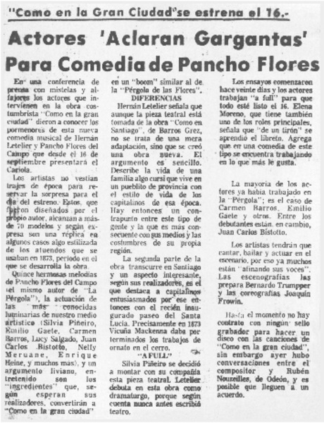 Actores "aclaran gargantas" para comedia de Pancho Flores.
