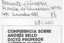 Conferencia sobre Andrés Bello dictó profesor Alfredo Matus.