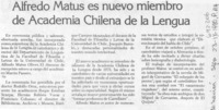 Alfredo Matus es nuevo miembro de Academia Chilena de la Lengua.