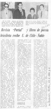 Revista "Portal" y libros de poesía brasileña recibe U. de Chile-Ñuble.
