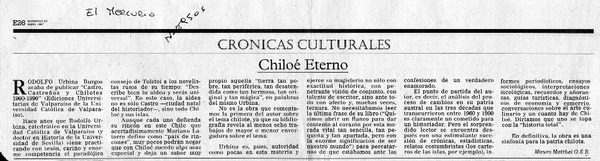Chiloé eterno  [artículo] Mauro Matthei.