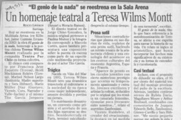 Un homenaje teatral a Teresa Wilms Montt  [artículo] Rocío Lineros.