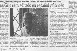 Frans Gris será editado en español y francés  [artículo] Ximena Poo.