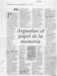 Arguedas, el papel de la memoria  [artículo] Marcelo Pellegrini.