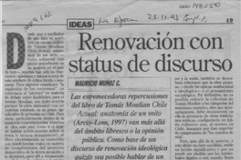 Renovación con status de discurso  [artículo] Mauricio Muñoz G.