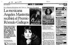 La mexicana Angeles Mastretta recibirá el Premio Rómulo Gallegos  [artículo] Guido Bolaños.