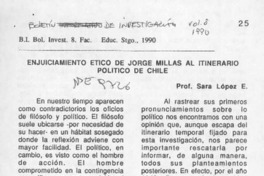 Enjuiciamiento ético de Jorge Millas al itinerario político de Chile  [artículo] Sara López E.